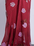 Fascinating Maroon Sequins Georgette Party Wear Saree With Blouse - Zeel Clothing