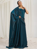 Fascinating Navy Blue Organza Silk Pre-Stitched Saree With Corset Blouse - Zeel Clothing