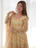 Fascinating Off-White Digital Printed Georgette Traditional Anarkali Suit - Zeel Clothing