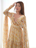 Fascinating Off-White Digital Printed Georgette Traditional Anarkali Suit - Zeel Clothing