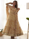 Fascinating Off-White Digital Printed Georgette Traditional Anarkali Suit - Zeel Clothing