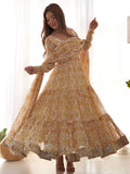 Fascinating Off-White Digital Printed Georgette Traditional Anarkali Suit - Zeel Clothing