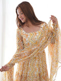 Fascinating Off-White Digital Printed Georgette Traditional Anarkali Suit - Zeel Clothing