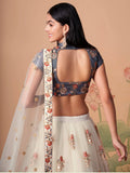 Fascinating Off-White Mirror Work Net Party Wear Lehenga Choli - Zeel Clothing