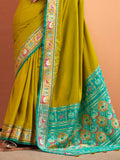Fascinating Olive Green Patola Weaving Silk Wedding Wear Saree With Blouse - Zeel Clothing