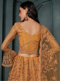 Fascinating Orange Thread Work Net Engagement Wear Lehenga Choli - Zeel Clothing