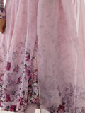 Fascinating Pink Floral Printed Organza Anarkali Suit With Dupatta - Zeel Clothing