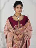 Fascinating Pink Thread Work Dola Silk Reception Wear Saree With Blouse - Zeel Clothing