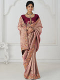 Fascinating Pink Thread Work Dola Silk Reception Wear Saree With Blouse - Zeel Clothing
