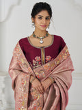 Fascinating Pink Thread Work Dola Silk Reception Wear Saree With Blouse - Zeel Clothing