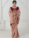 Fascinating Pink Thread Work Dola Silk Reception Wear Saree With Blouse - Zeel Clothing