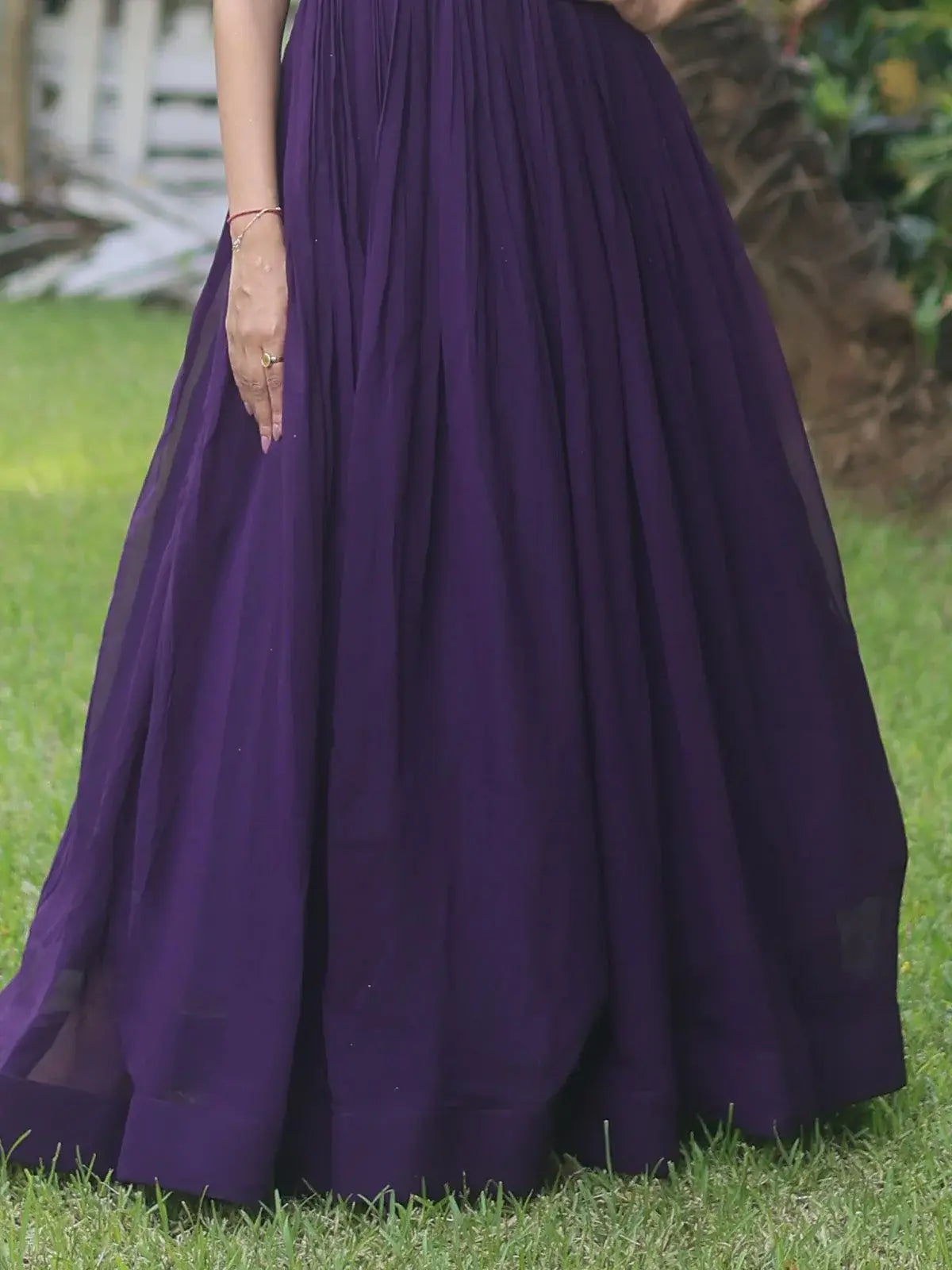 Fascinating Purple Embroidered Georgette Traditional Gown - Zeel Clothing