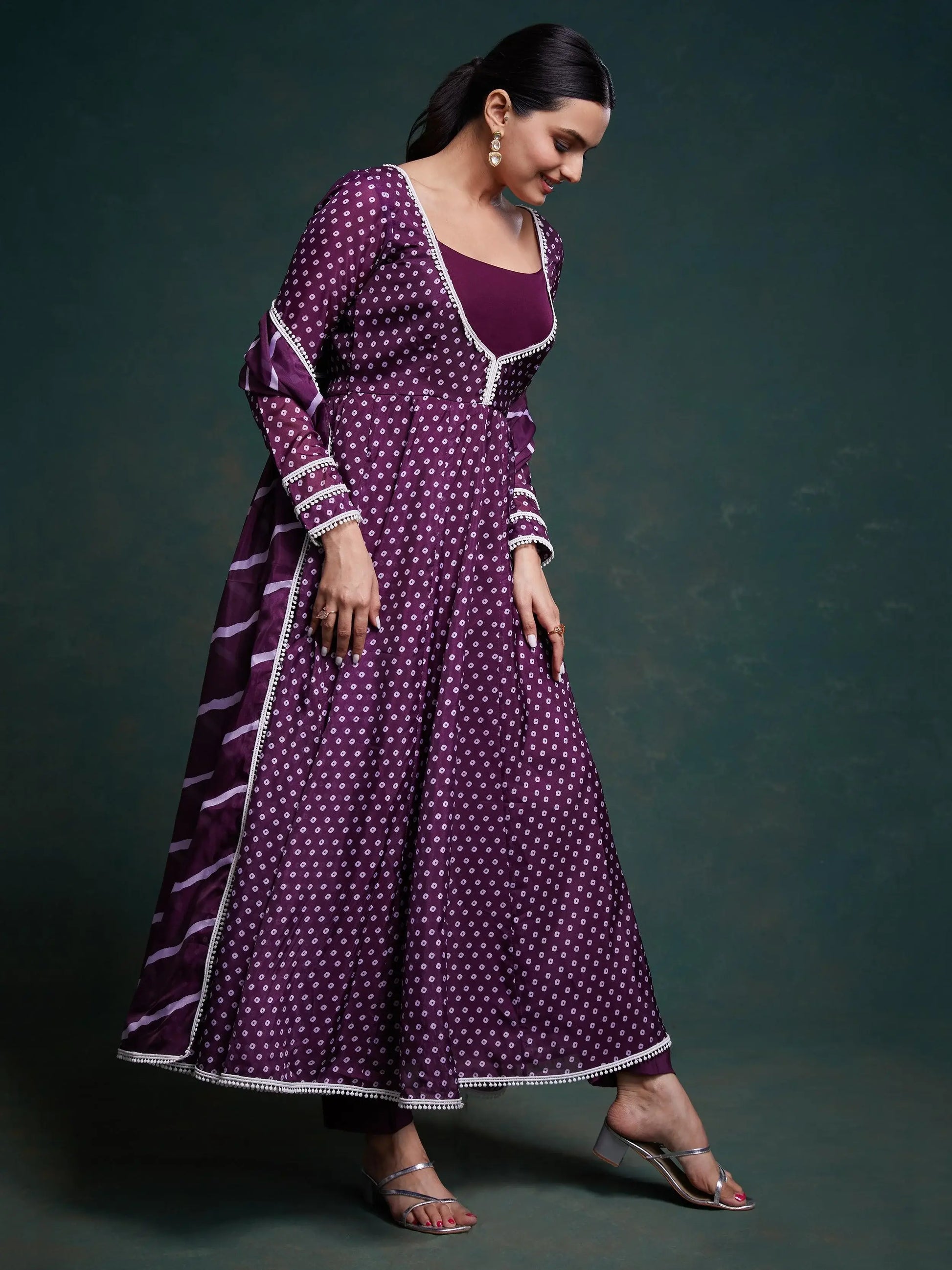 Fascinating Purple Printed Organza Festival Wear Salwar Suit - Zeel Clothing