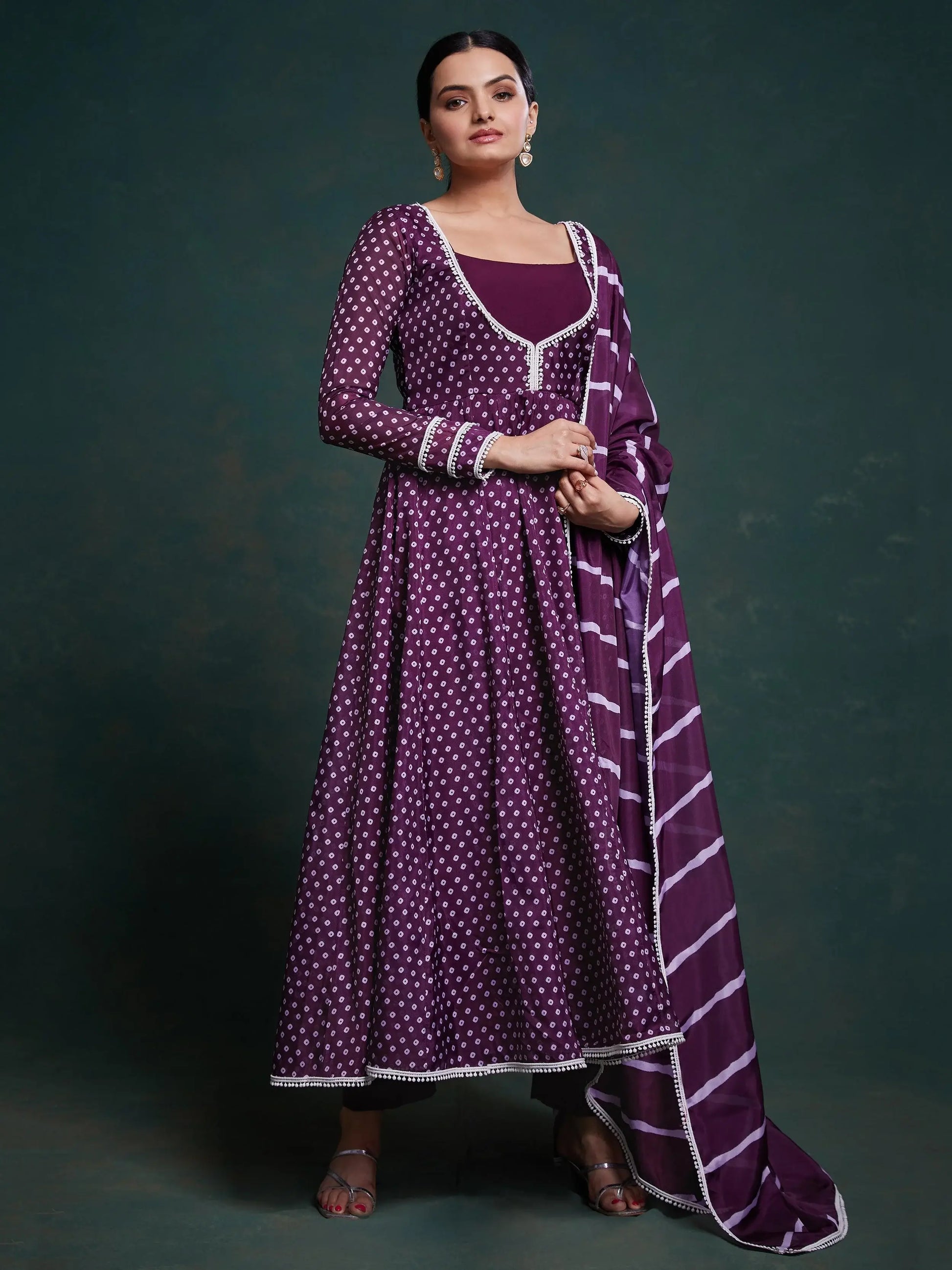 Fascinating Purple Printed Organza Festival Wear Salwar Suit - Zeel Clothing