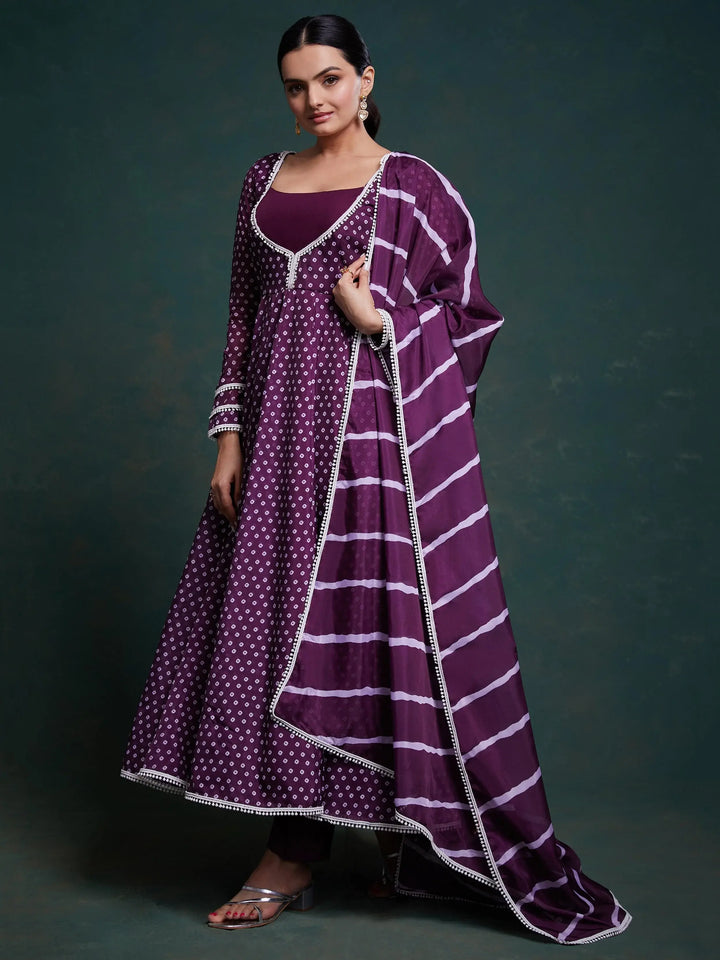 Fascinating Purple Printed Organza Festival Wear Salwar Suit - Zeel Clothing