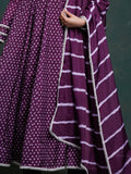 Fascinating Purple Printed Organza Festival Wear Salwar Suit