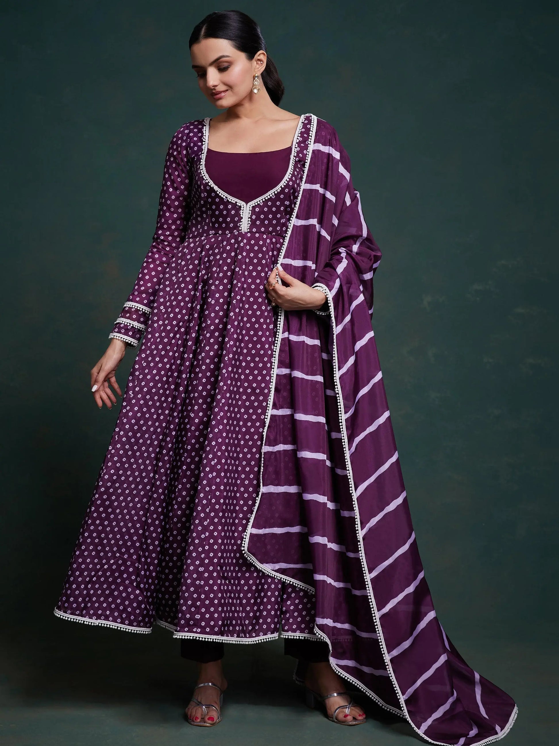 Fascinating Purple Printed Organza Festival Wear Salwar Suit - Zeel Clothing