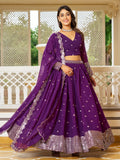 Fascinating Purple Sequins Georgette Festival Wear Lehenga Choli - Zeel Clothing