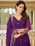 Fascinating Purple Sequins Georgette Festival Wear Lehenga Choli - Zeel Clothing