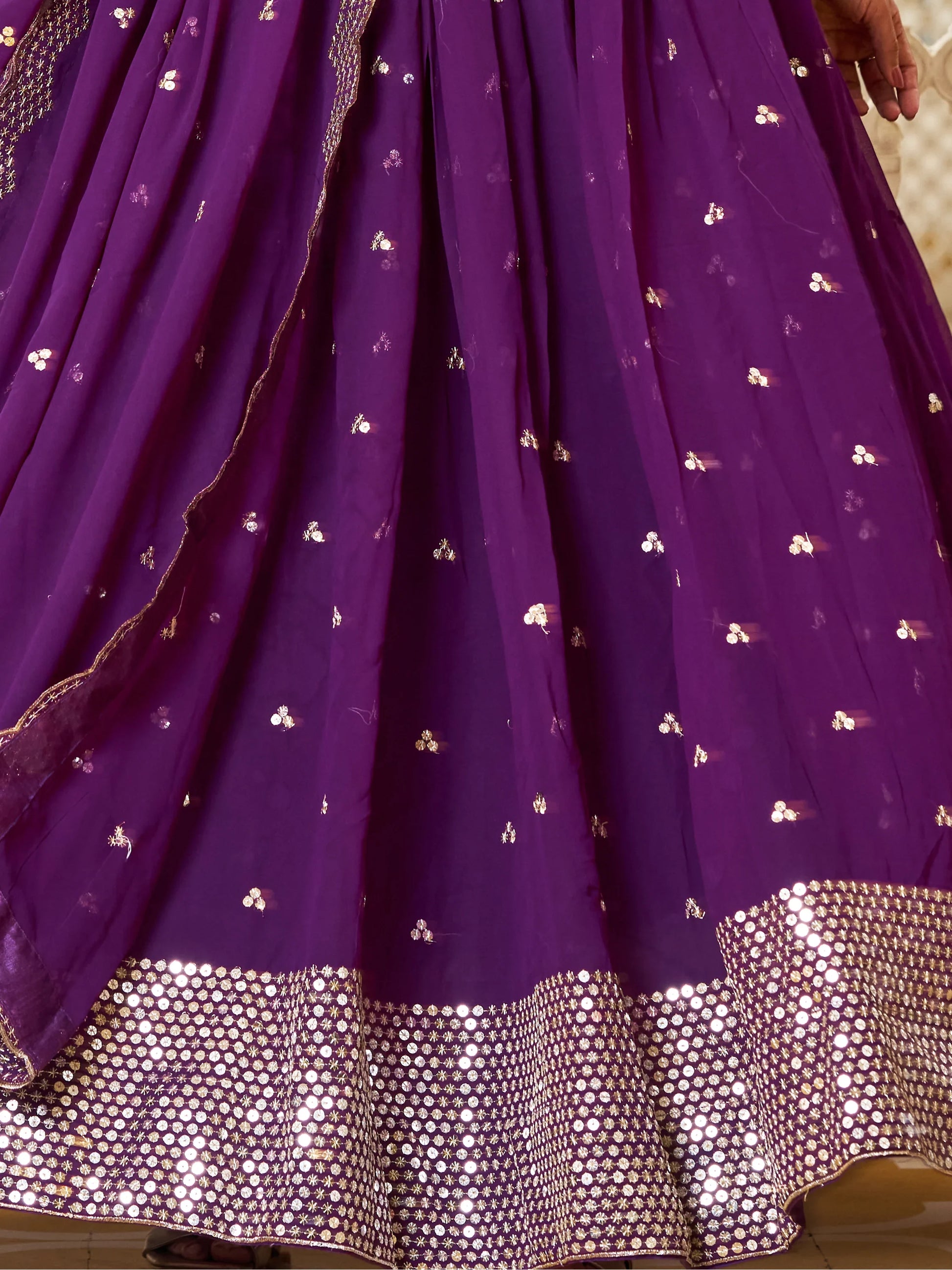 Fascinating Purple Sequins Georgette Festival Wear Lehenga Choli - Zeel Clothing