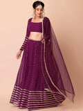 Fascinating Purple Sequins Georgette Wedding Wear Lehenga Choli - Zeel Clothing