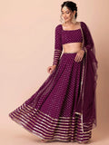 Fascinating Purple Sequins Georgette Wedding Wear Lehenga Choli - Zeel Clothing