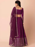 Fascinating Purple Sequins Georgette Wedding Wear Lehenga Choli - Zeel Clothing