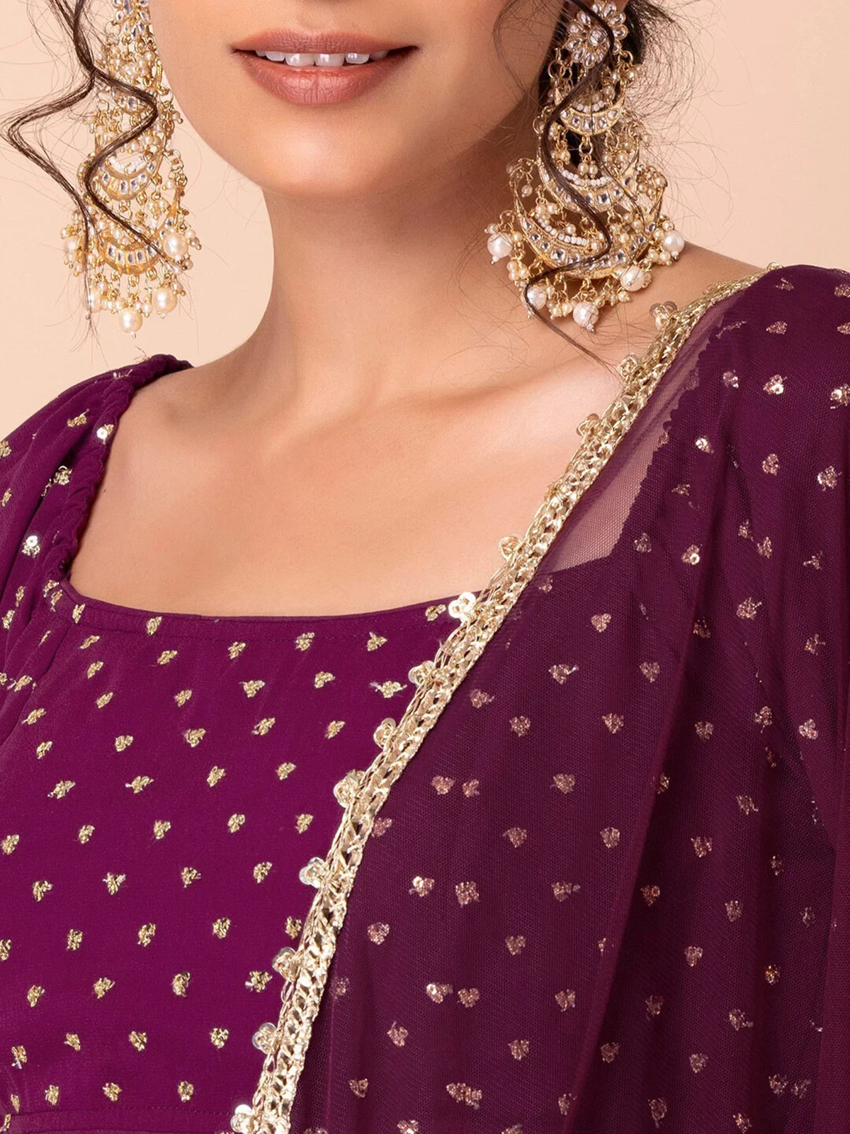 Fascinating Purple Sequins Georgette Wedding Wear Lehenga Choli - Zeel Clothing