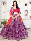 Fascinating Purple Sequins Silk Wedding Lehenga Choli With Dupatta - Zeel Clothing