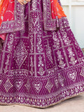 Fascinating Purple Sequins Silk Wedding Lehenga Choli With Dupatta - Zeel Clothing