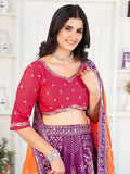 Fascinating Purple Sequins Silk Wedding Lehenga Choli With Dupatta - Zeel Clothing