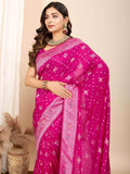 Fascinating Rani Pink Zari Weaving Silk Traditional Saree With Blouse - Zeel Clothing