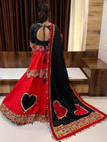 Fascinating Red & Black Mirror Work Cotton Traditional Lehenga Choli - Zeel Clothing