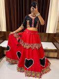 Fascinating Red & Black Mirror Work Cotton Traditional Lehenga Choli - Zeel Clothing