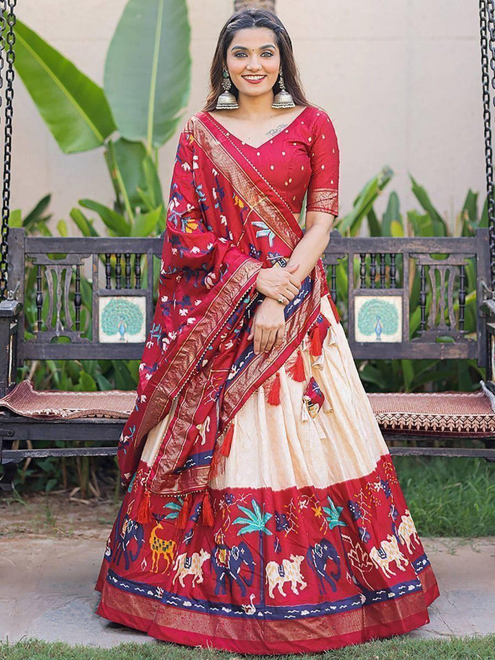 Fascinating Red Digital Printed Dola Silk Navratri Lehenga Choli