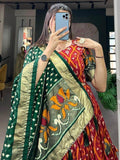 Fascinating Red Foil Printed Silk Festive Wear Lehenga Choli - Zeel Clothing