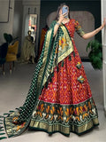 Fascinating Red Foil Printed Silk Festive Wear Lehenga Choli - Zeel Clothing