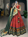 Fascinating Red Foil Printed Silk Festive Wear Lehenga Choli - Zeel Clothing