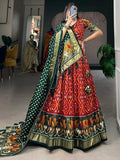 Fascinating Red Foil Printed Silk Festive Wear Lehenga Choli - Zeel Clothing