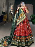 Fascinating Red Foil Printed Silk Festive Wear Lehenga Choli - Zeel Clothing
