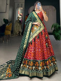 Fascinating Red Foil Printed Silk Festive Wear Lehenga Choli - Zeel Clothing
