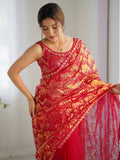 Fascinating Red Sequins Net Festival Wear Saree With Blouse - Zeel Clothing