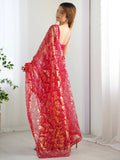 Fascinating Red Sequins Net Festival Wear Saree With Blouse - Zeel Clothing