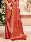 Fascinating Red Zari Weaving Silk Traditional Saree With Blouse - Zeel Clothing