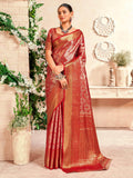 Fascinating Red Zari Weaving Silk Traditional Saree With Blouse - Zeel Clothing