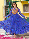 Fascinating Royal Blue Bandhani Printed Georgette Navratri Wear Gown - Zeel Clothing