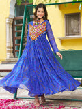 Fascinating Royal Blue Bandhani Printed Georgette Navratri Wear Gown - Zeel Clothing