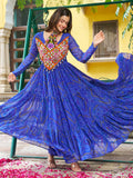 Fascinating Royal Blue Bandhani Printed Georgette Navratri Wear Gown - Zeel Clothing