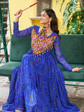 Fascinating Royal Blue Bandhani Printed Georgette Navratri Wear Gown - Zeel Clothing
