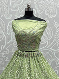 Fascinating Sea Green Sequins Net Engagement Wear Lehenga Choli - Zeel Clothing